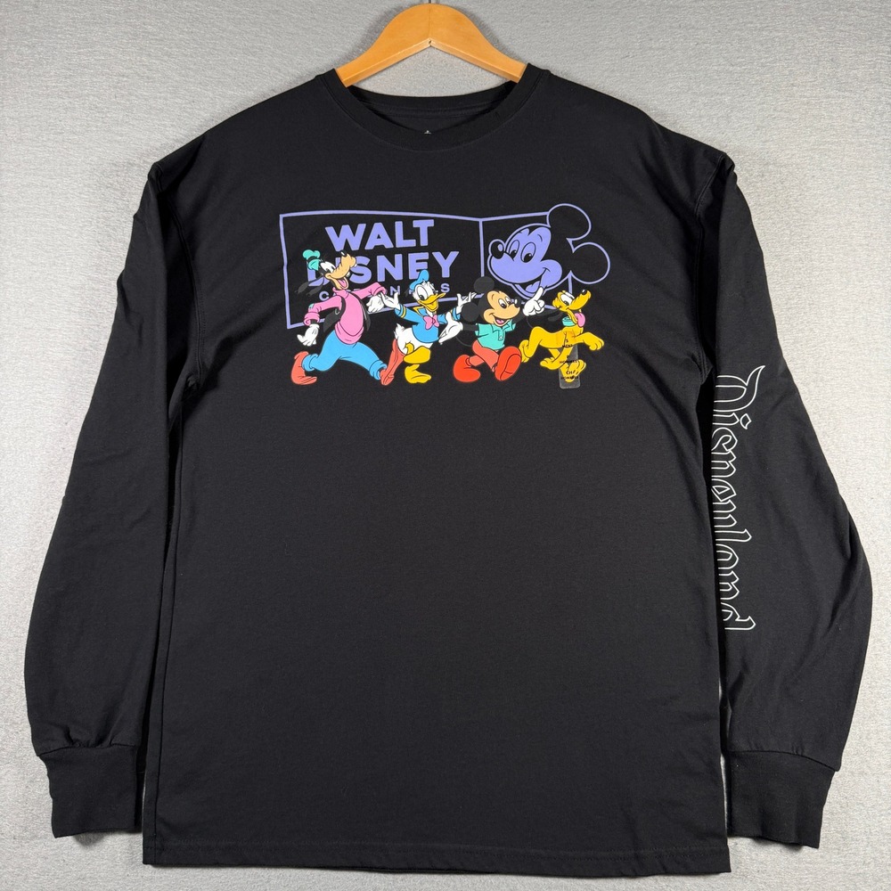 Disney Parks Mens Mickey‎ & Friends Graphic Long Sleeve Shirt Black Small 13324
